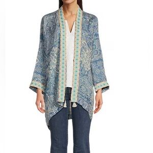 Johnny Was Blue Patterned Kimono W/ Pockets. XXS. NWT